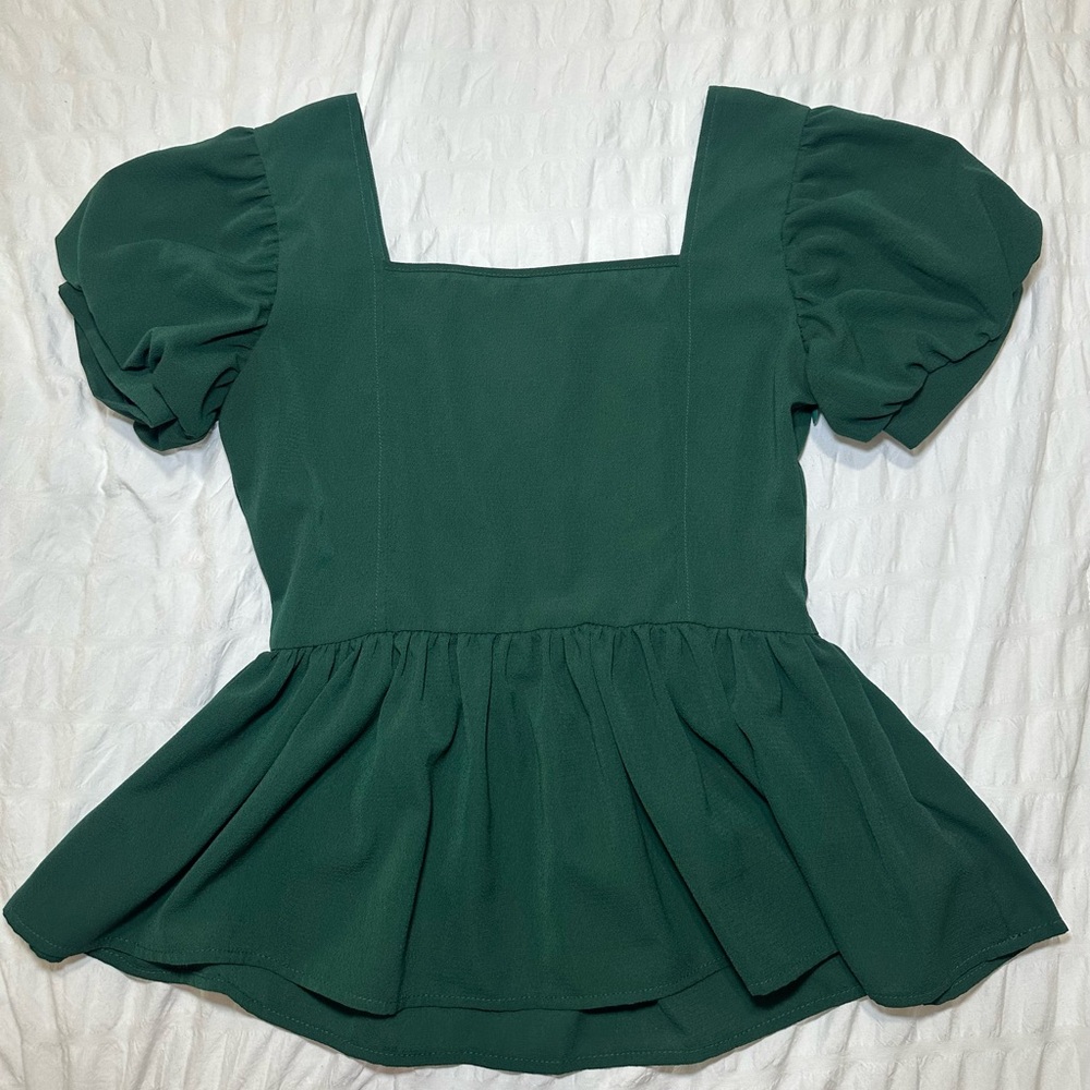 Baltic Born Forest Green Puff Sleeve Blouse